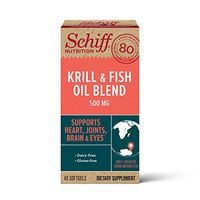Omega-3 Fish Oil + High Absorption Antarctic Krill Oil Blend 500mg Softgels, Schiff (40 count in a bottle), High Concentration Fish Oil & High Absorption Krill Oil Supplement