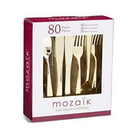 Mozaik CMG80CAM Premium Plastic Classic Assorted Gold Cutlery, 80-Count