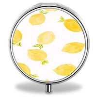 Fresh Lemon Custom Round Silver Pill Box Pocket Medicine Tablet Holder Organizer Pill Decorator Case