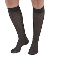 Ames Walker AW Style 17 Sheer Support Diamond Pattern 15 20 CT Knee Highs Blk LG