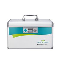 Glosen Lockable First Aid Box Security Lock Medicine Storage Box with Portable Handle (Medium)