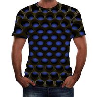 2019 New-Men’s Short Sleeve T Shirt Summer 3D Printed Casual Shirts Crewneck Blouse Tops (M, Blue)