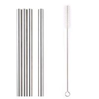 HP95 Set of 4 Stainless Steel Metal Straws & Free Brush,Long Drinking Metal Straws Reusable Straight Drinking Straws for 20 Oz/30 Oz Cups (4 Straws Wide 12mm)