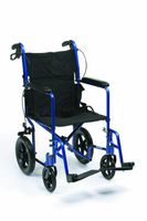 Drive Medical Expedition Aluminum Transport Wheelchair with Hand Brakes, Blue, 19"