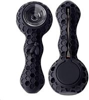 Unbreakable Honey Silicone Straw Pipe with Cleaner Cover Bowl (Black)
