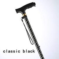 AD Aluminum Alloy Walking Stick Canes T Handle Non-Slip Color with Small 4 Leg Base with LED Light (Black/Copper),Black