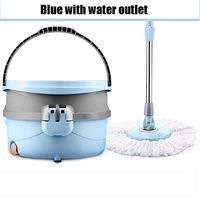 SSN Rotating mop Single Barrel Without Hand Washing Floor mop Fast Automatic Dehydration mop Household Microfiber Tile Wood Floor mop (Color : Blue)
