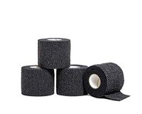 HealiT SuperusGrip™ Cohesive Bandage 2inch-Wide Self-Adhering Performance Athletic Wrap First Aid Tape, Sports Wrap Athletic Tape, Ideal for Stretch Wrist, Ankle Sprains, Swelling - Black - 4 Pack