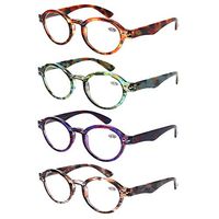 Reading Glasses 4 Pack Retro Round Frame Readers Great Value Quality Glasses (4 Pack Mix Color, 3.50)