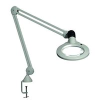 Vision-Luxo KFL026022 KFM LED Illuminated Magnifier, 45" Arm, 3 Diopter, Edge Clamp, Steel/Aluminum, Light Gray