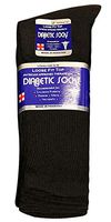 Physicians Approved Diabetic Socks Crew Unisex 3, 6 or 12-Pack (10-13 Men Size, 3 Pairs Black)