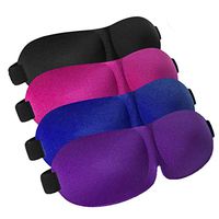 Sleep Mask Pack of 4,Adjustable 3D Contoured Eye Masks for Sleeping for Men and Women, Black/Blue/Purple/Red