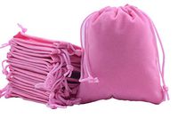 Sansam 50pcs Small Pink Velvet Drawstrings Gift Bags Jewelry Pouches for Wedding Favors, Candy Bags, Party Favors, 2.8x3.6''