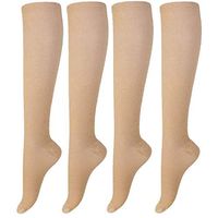 ASRocky Graduated Compression Socks Anti-Fatigue Antimicrobial Calf High Below Knee Mens Womens Sock Leg Foot Ankle Heel Support Pain Relief Stockings Reduce Swelling (2 Pair, Lg/XL, Beige)