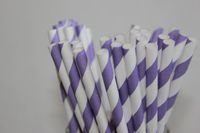 Pack of 50 Purple Striped Paper Drinking Straws