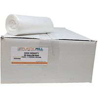 PlasticMill 35 Gallon Garbage Bags, High Density: Clear, 11 Micron, 33x40, 500 Bags.