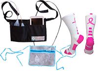 TRS Breast Cancer Mastectomy Drain Bulb Pouch Holder 1 for Shower 1 for Day/Bedtime Plus Compression Socks