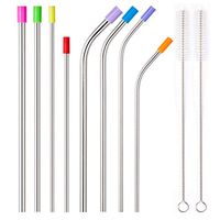 YIHONG Stainless Steel Metal Straws Set of 8 Pcs Reusable Drinking Straws with 2 Cleaning Brushes Silicon Cover for 20 30oz Tumblers 3 Sizes 6mm|8mm|9.5mm 2 Lengths 8.5 Inch|10 Inch