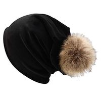 Theoylos Women Winter Beanie Hat Velvet Warm Skull Cap Ladies Casual Pompom Ski Cap Comfort Ear Warm Hat Black