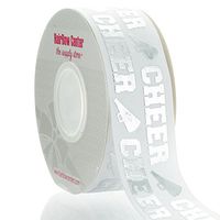 1.5" Silver Cheer Text Grosgrain Ribbon 25yd