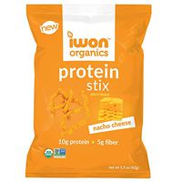 IWON Organics Nacho Cheese Flavor Snack Stix, High Protein and Organic, 8 Bags, 1.5 Ounce
