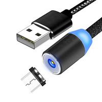 3 in 1 Magnetic Charging Cable with 3 Cord Heads (Micro USB/L/Type C) 360° Rotate Braided Cable Charging Cord 1M
