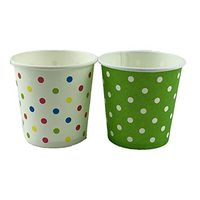 Worlds 4OZ Disposable Green and rainbow Polka Dot Paper Drinking Cups For Espresso Sampling Cups 50 Pack