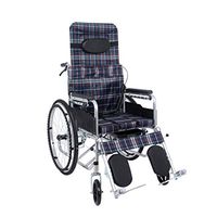 Wheelchair Folding Old Man Light High Backrest Full Lying Half Down with Seat Table Elderly Disabled Person Scooter Four Brake Manual Wheelchair Oxford Canvas (Color : Red Plaid)