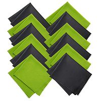 EMAAN 12 Pack, Microfiber Cleaning Cloths,6x7inches Lint Free Microfiber-Cleans Glasses, Lenses, Phones, Screens, Other Delicate Surfaces （Black and Green）