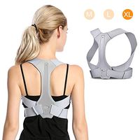 Back Posture Corrector for Men and Women, Adjustable Upper Back Clavicle Posture Support for Improve Bad Posture, Chest Slouching, Thoracic Kyphosis and Shoulder Neck Pain Relief- Gray（XL)