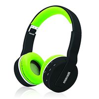 Maxell Foldable Wireless Bluetooth Soft Cushioned Headphones with Micro USB Charging Port & Mic 6 Hour Charge Life - Black/Green Headphone (199752)