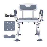 Bath Shower Seat Adjustable Height Spa Shower Chair with Back and Arms Bath Bench Stool with Large Non-Slip Feet,Medical Safety Seat Stool Benches for Elderly Senior Handicap Disabled