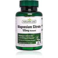 Natures Aid Magnesium 125mg Citrate (with Vitamin B6) 60 Tabs - 4 Pack