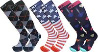 Plus Size American Argyle 15-20mmHG 3-Pairs Graduated Compression Socks For Men & Women (4X5X)