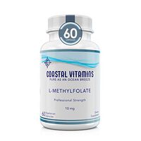 Coastal Vitamins L-Methylfolate 10 mg (10000 mcg) 60 Count Maximum Potency Active Folate, 5-MTHF, Additive/Filler Free, Gluten Free, Non-GMO, Vegetarian Capsules 60 Count