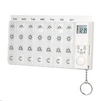 Huapa 7 Days Tablet Digital Pill Box Pill Case Organizer LED Reminder Weekly Timer Storage Pill Dispenser Alarm Clock 28 Grids(White)