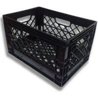 Authentic 19x13x11 6 Gallon 24 Quart Rectangular Dairy Milk Crate (BLACK)