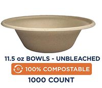 World Centric BO-SC-U11 100% Compostable Unbleached Plant Fiber Bowl, 11.5 oz. (Pack of 1000)