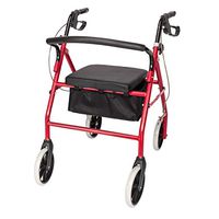 OOTORI Rollator Walker,Steel Walker with Seat,Backrest and Nylon Saddle Bag and Wheels Red