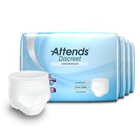 Attends Discreet Incontinence Care Day/Night Extended Wear Protective Underwear with DermaDry Technology for Adults, Medium, Unisex, 16 Count (Pack of 4) (Packaging My Vary)