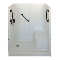 Ella's Bubbles 6032 SH 1S 3P 4.0 R WH FRORB Standard Multi-Piece Low Threshold Shower With Molded Seat