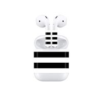 Vinyl Skin Decal for Airpods Bluetooth Earphone Case Protective Sticker Wrap Cover Skins-Black Stripes in White