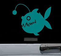 JS Artworks Cute Angler Fish Vinyl Decal Sticker (Teal)