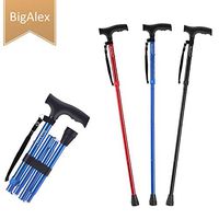 BigAlex Folding Cane,Adjustable Collapsible Cane,Foldable Walking Cane for Men,Women,Lightweight,Adjustable,Portable Hand Walking Stick - Balancing Mobility Aid - Sleek, Comfortable T Handles (Blue)