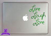 Overly Attached Decals Live Laugh Love Typography 11" Laptop Specialty Vinyl Decal - Green-Metal-Flake