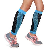 SWOLF Calf Compression Sleeve Women, Athletic Calf Compression Socks for Running, Cycling, Hiking, Travel - Sports Leg Support Sleeve for Shin Splint, Calf Pain Relief (Blue, L/XL)