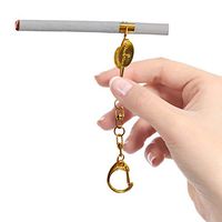 Cigarette Holder Clip, Functional for Cigarette, Rolled Tobacco, Blunts, Weed and Cigars. Made from a high Quality Stainless Steel. A Durable Carabiner Keychain Smoke Holder. (Gold Key Chain)