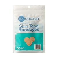 Tru-Colour Skin Tone Spot Bandages: Beige Single Bag (50-Count, Aqua Bag)