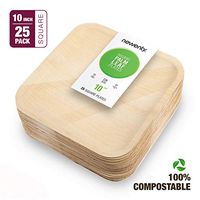 Disposable 10 Inch Square Palm Leaf Plates | Eco-Friendly Heavy Duty Dinnerware - 100% Compostable & Biodegradable | Beautiful Wooden Dinner Plates for Social Events and Parties | 25 Count