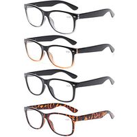 4 Pairs Deluxe Reading Glasses - Comfortable Stylish Simple Standard Fit Spring Hinge Readers (4 Pack Mix Color, 1.00)